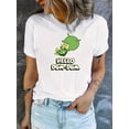 thumbnail image 1 of Stylish Cartoon Letter Print T-Shirt - Women's Casual Short Sleeves Round Neck Slight Stretch Sports Tee with Comfortable Fit - Perfect for Daily Wear and Outdoor Activities, 1 of 7