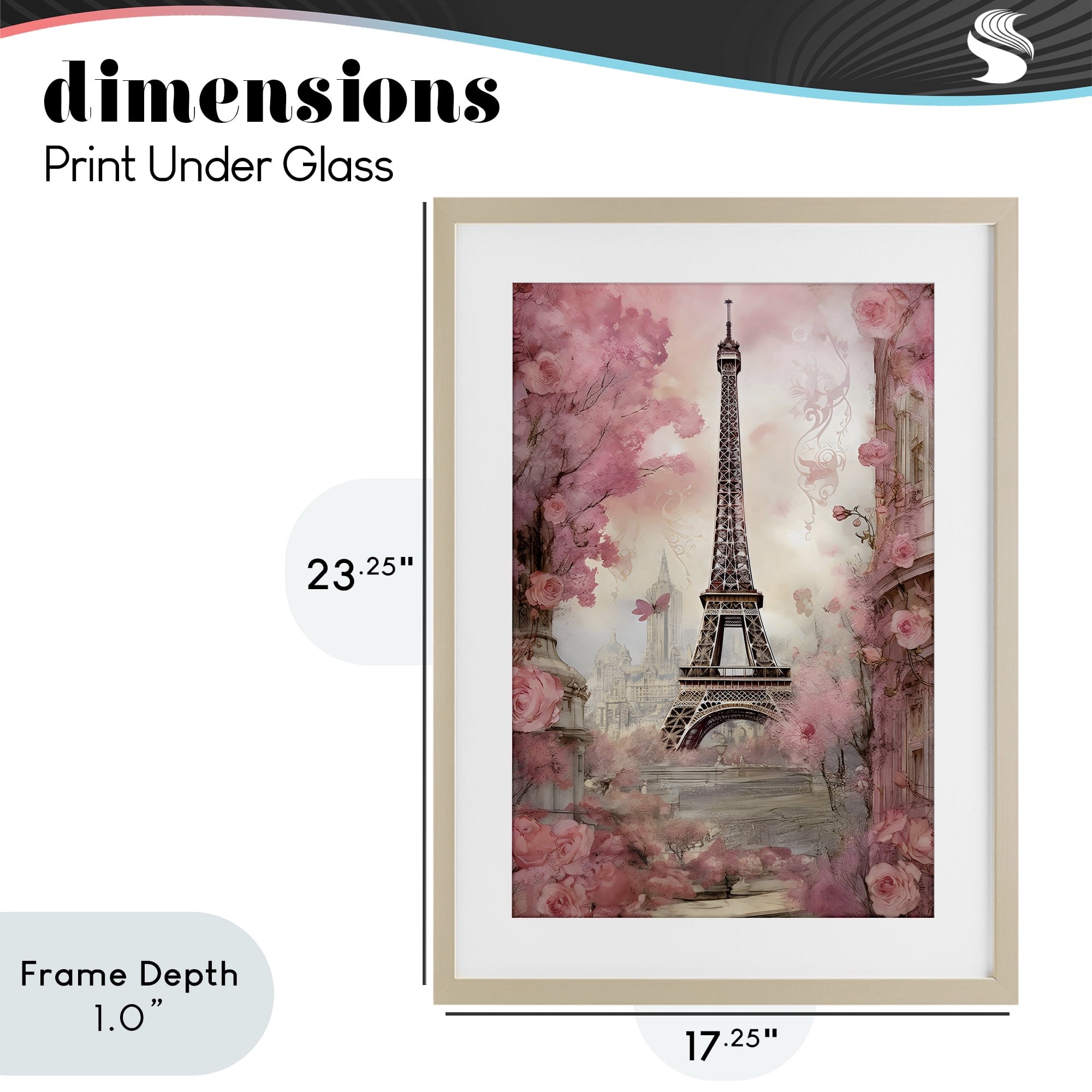 Stupell Industries Paris City View in Bloom Birch Framed Print Under Glass, design by Creative Studio