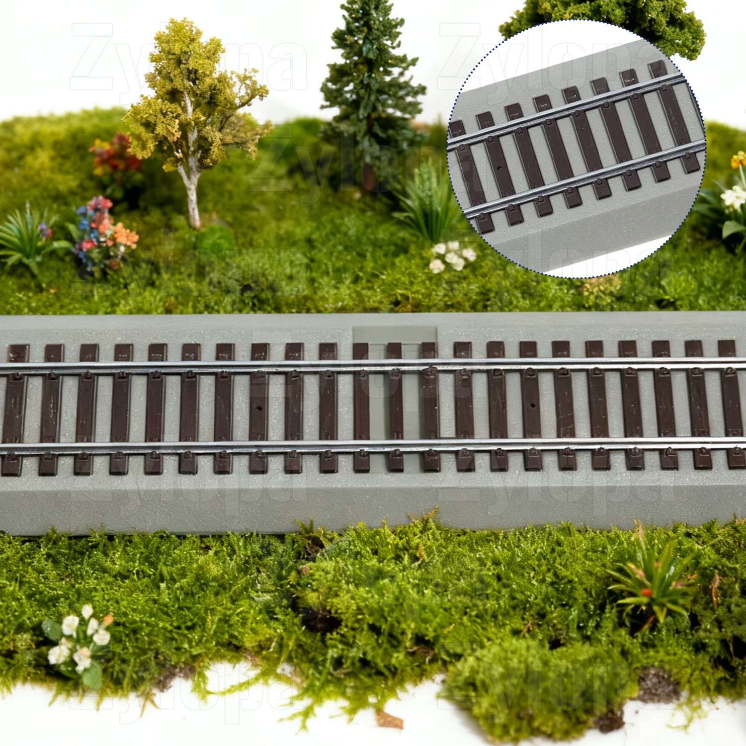 Zylopa HO Scale Nickel Silver Track with Wood Ties – Set of 4 Realistic Model Railroad Tracks-G1 66700