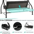 thumbnail image 3 of AECOJOY 3 Person Steel Outdoor Patio Canopy Adjustable Steel Porch Swing Chair with Cover, Black, 3 of 9