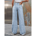 thumbnail image 4 of Women's Ripped Jeans High Waisted Distressed Baggy Straight Wide Leg Pants Blue S, 4 of 10