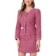 thumbnail image 4 of Conjunto de traje INSPIRE CHIC para mujer, 2 piezas, chaqueta corta de tweed a cuadros y falda, XS, rosa intenso, 4 of 5