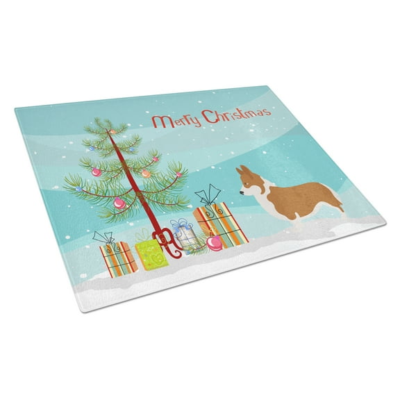 Caroline's Treasures Pembroke Welsh Corgi Christmas Glass Cutting Board Large