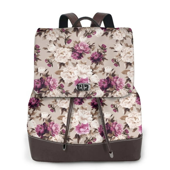 Easygdp Rose Flowers Mochila de Cuero para Mujeres, Bolso de Hombro, Bolsos de Mano de Moda para Trabajo y Viajes