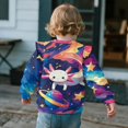 thumbnail image 5 of Xixirimido Axolotl Colorful Planets Galaxy Print Toddler Girls Sweatshirt Ruffle Shoulder Long Sleeve Sweatshirts Graphic Pullover Top Girls Sweater Casual Fall Winter Clothes, for 2-3T, 5 of 7