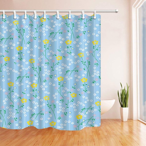 ARTJIA Fresh Summer Decor White and Yellow Flowers in Light Blue