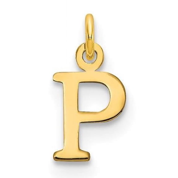 14k Yellow Gold Polished Finish Cut-Out Letter P Initial Design Charm Pendant