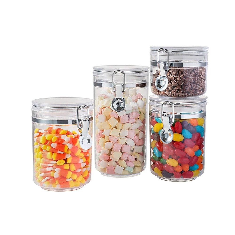 Acrylic Food Storage Containers With Lids Canister Set (SET OF 4) Kitchen Canisters Plastic