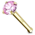 thumbnail image 1 of Nose Stud Ring 14 Karat Solid Gold Prong Set 2mm CZ 20g, 1 of 8