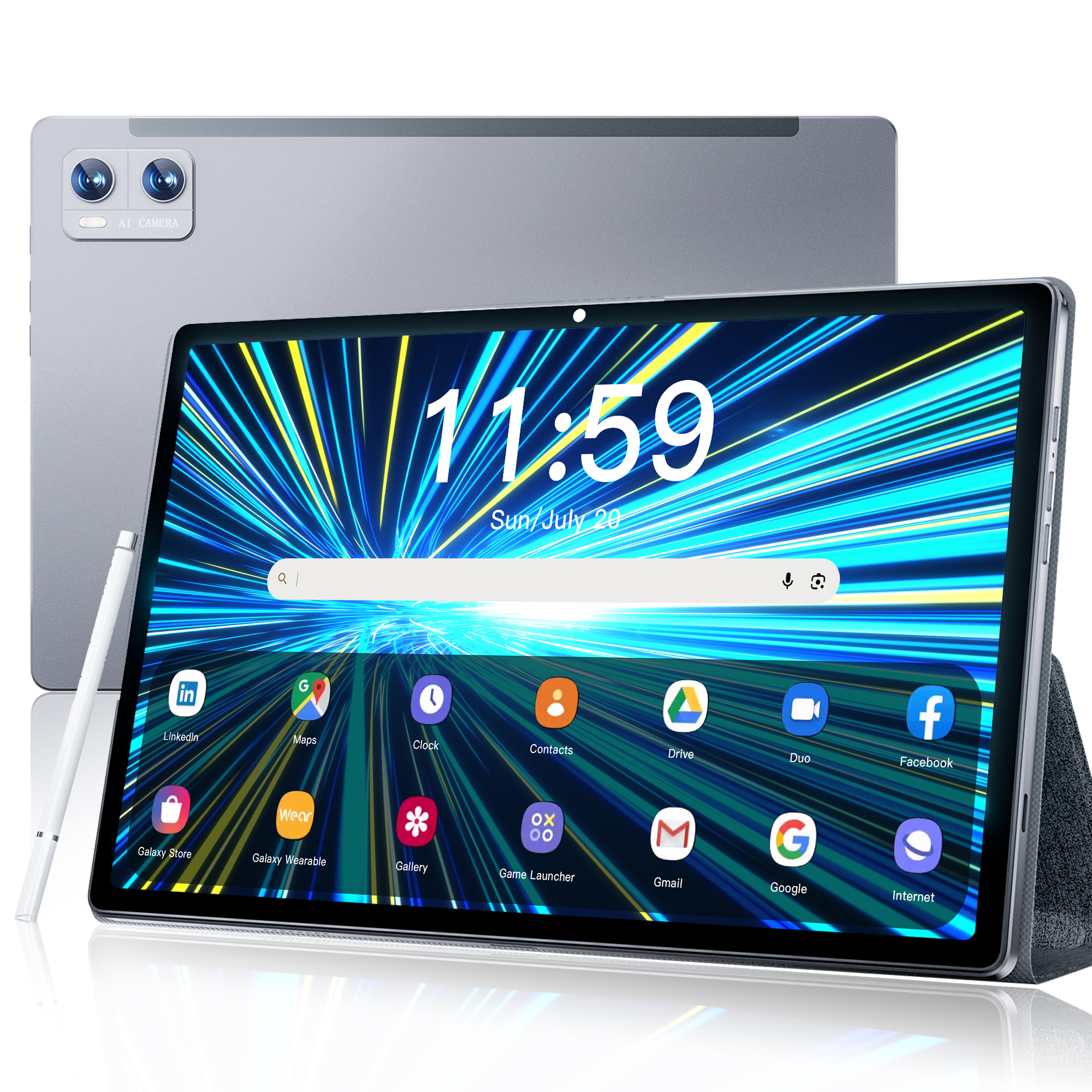 VEAT00L Android 14 Tablet ,10.51inch Tablets, Octa Core, 8GB RAM +64GB ROM ( 256GB Expand ), FHD IPS 1920 * 1200,6000mAh Battery, 2.4/5Ghz WiFi,GPS, Dual Sim Slot,Case&Stylus,Widevine L1,Split Screen