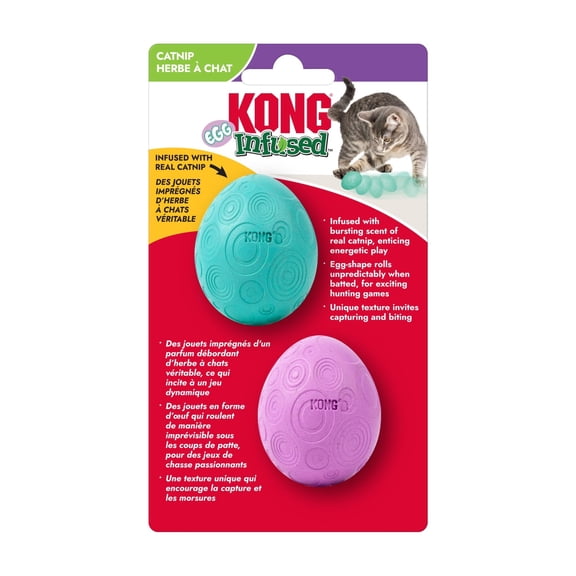 KONG® Infused™ Catnip Egg Cat Toys, with Premium North American Catnip, 2 Pack
