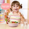 thumbnail image 4 of Vesteel Stainless Steel Kids Bowls with Suction, 3-Piece Suction Plates & Bowls for Toddlers, Removable Silicone Shell & Dishwasher Safe, Blue/Green/Pink, 4 of 8