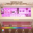 thumbnail image 3 of 42" Makeup Vanity Desk with Selfie Mirror & Lights, Smart RGB Drawer & Velvet Dividers, Glass Top, APP & Remote, Music Sync Lights & Timer, Metal Guard Shelves, Flexible Cabinet, Outlet for Bedroom, 3 of 9