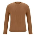 thumbnail image 4 of ibuvkizy Mens Fall Winter Sweater!Men Casual Long Sleeve Round Neck Pullover Solid Knit Collar Tops Blouse Sweater Brown,XXL, 4 of 6