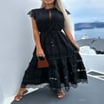 thumbnail image 2 of Elegant Women‘s Long Dress with Fly Sleeves and Button-down Design, 2 of 7