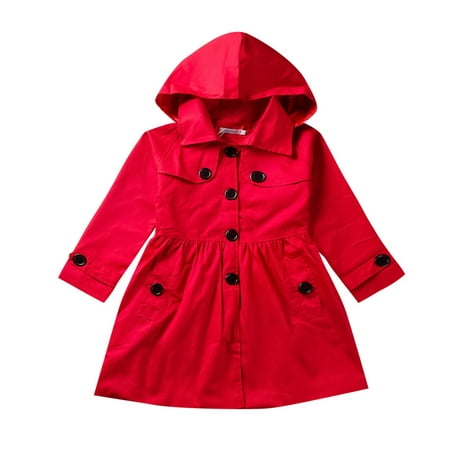 

Dadaria Toddler Jacket 2-7Y Toddler Kids Baby Girl Long Sleeve Solid Ruched Hooded Windproof Coat Outwear Red 130 Toddler
