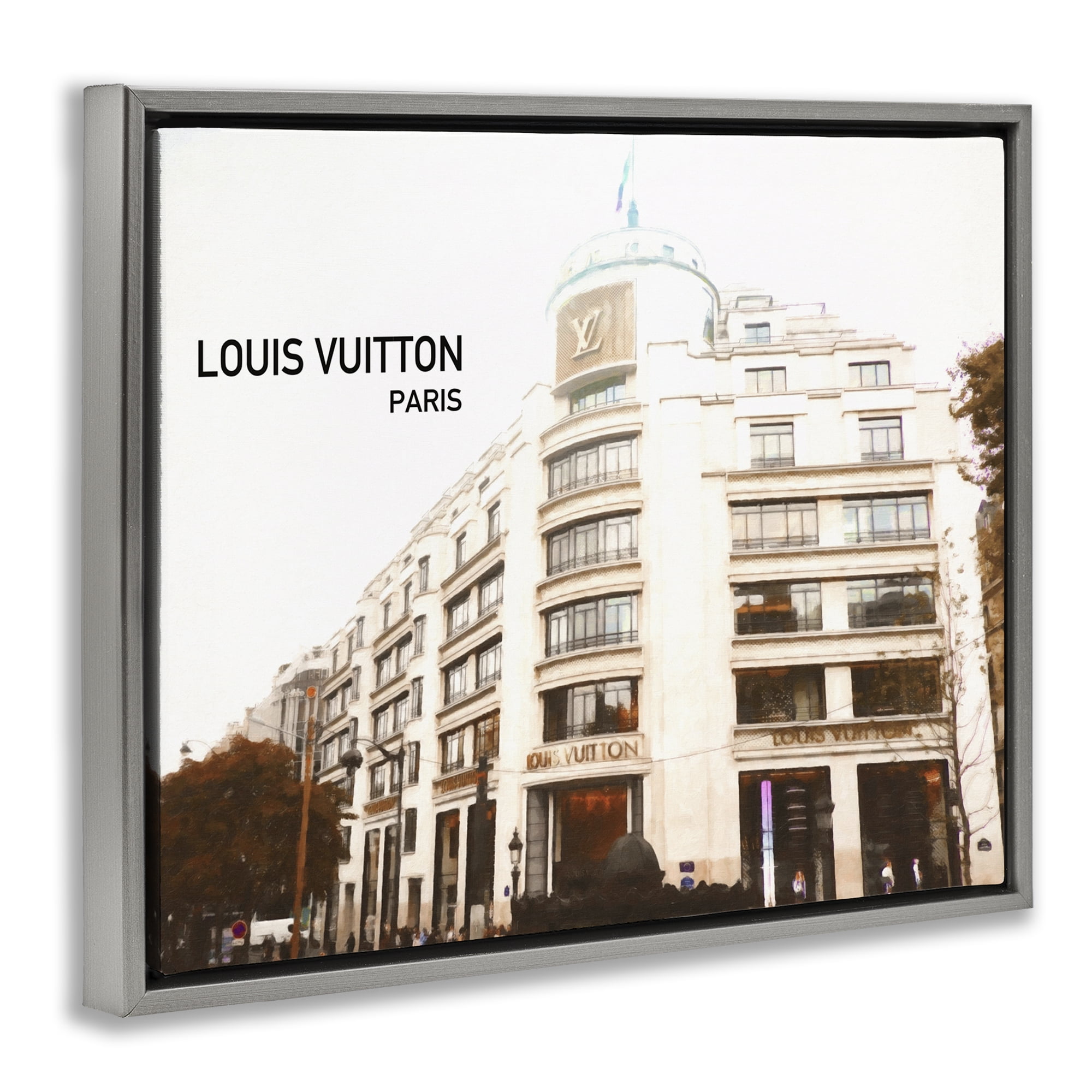 Stupell Industries Designer Brand Building Buildings & Architecture Painting Gray Floater Framed Canvas Art Print Wall Art, 31 x 25