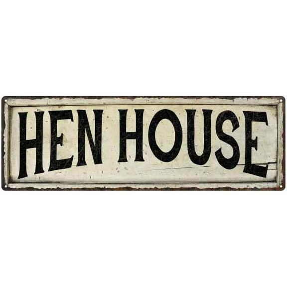 HEN HOUSE Farmhouse Style Wood Look Sign Gift 6x18 Metal Decor 106180028193