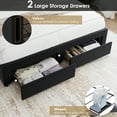 thumbnail image 6 of Homfa Queen Size LED Bed Frame with 2 Drawer Storage, Wingback Platform Bed with Velvet Upholstered Headboard, Black, 6 of 8