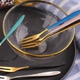 thumbnail image 2 of ZheElen Stainless Steel Cocktail Dessert Fork Appetizer Snack Cake Fruit Kitchen Forks Blue gold 1Set, 2 of 6