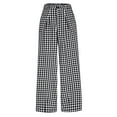 thumbnail image 4 of ClodeEU Women's Plaid Wide Leg Trousers with Elastic Waist,Lounge Y2k Trousers with Pocket Black,Womens Plus M, 4 of 8