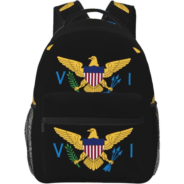 Us Virgin Islands Flag Casual Backpack Travel Pack Bag Laptop Backpacks With Side Pockets Front Zipper Pockets Bookpack Daypack Picnic Rucksack Computer Bag