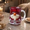 thumbnail image 3 of OANLKGI Santa Gnome Glass Mug Holiday Shaped Coffee Mug 4.8 IN High with Handle for Hot Cocoa Tea Water Home Office Kitchen Table Decor, Red, 3 of 5