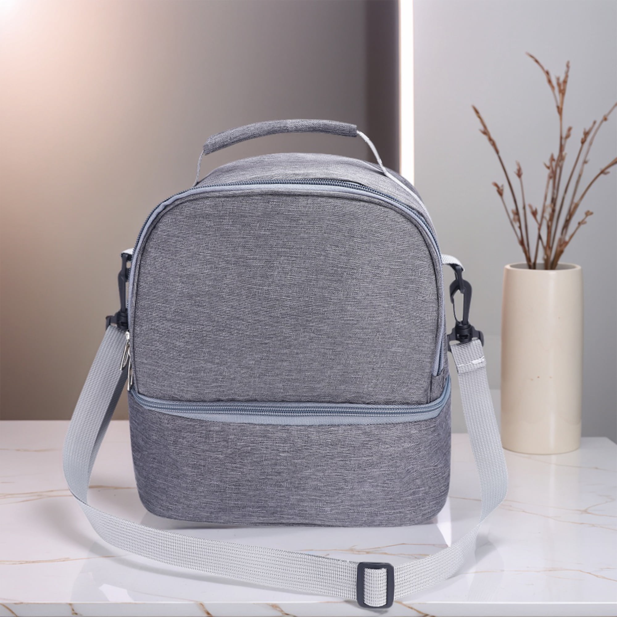 Unique Bargains Insulated Leakproof Lunch Bag for Office, Picnic Gray