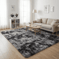 thumbnail image 6 of LUOVEN 8*10 Soft Fluffy Shaggy Area Rug, Indoor Plush Carpet for Living Room Bedroom Nursery, Tie-Dye Dark Gray, 6 of 8