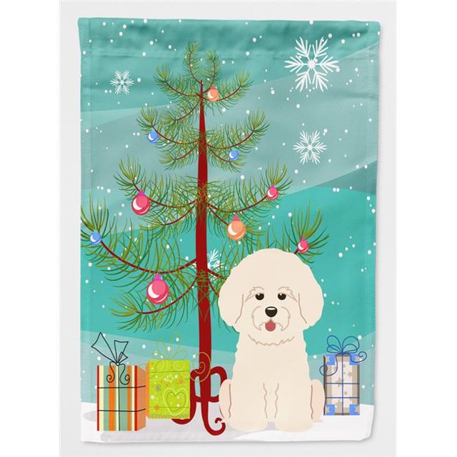 Merry Christmas Tree Bichon Frise Flag Garden Size