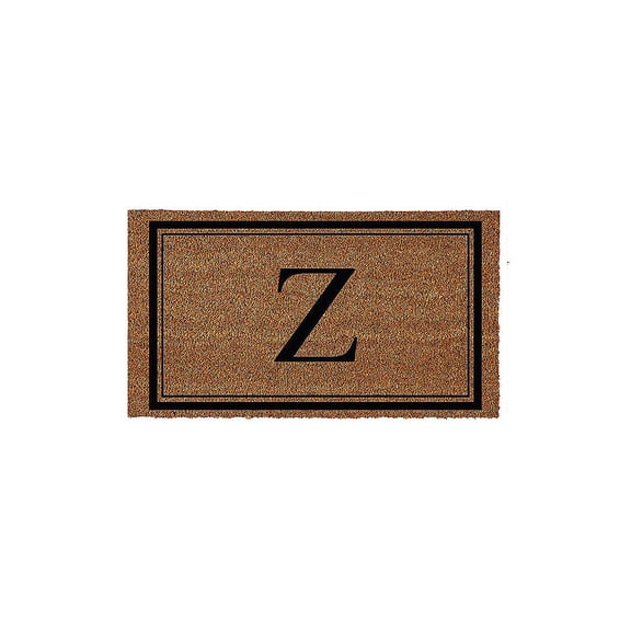 Evergreen Monogram Indoor Outdoor 100% Natural Coir Doormat 28" x 16" | Letter "Z"