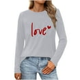 thumbnail image 2 of BLTIBY Valentine Shirts for Women Love Heart Sweater Fashion Casual Crewneck Long Sleeve Pullover Sweatshirts Blouse Valentines the Day Tops Gray 2 M, 2 of 5