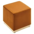 thumbnail image 4 of Tilden 17" Square Performance Velvet Upholstered Ottoman in Rust Natural, 4 of 9