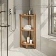 thumbnail image 5 of DWVO 3 Tiers Corner Shelf Corner Stool, Poly Lumber Corner Shower Bench, Bathroom Shelf Organizer,Floor Standing Bookshelf, Hips Water-Resistant Corner Shelf Stand for Bathroom,Living Room (Brown), 5 of 7