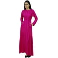 thumbnail image 6 of Bimba Women's Long Sleeve Maxi Mandarin Collar Plain Jilbab Dress With Pockets, 6 of 7