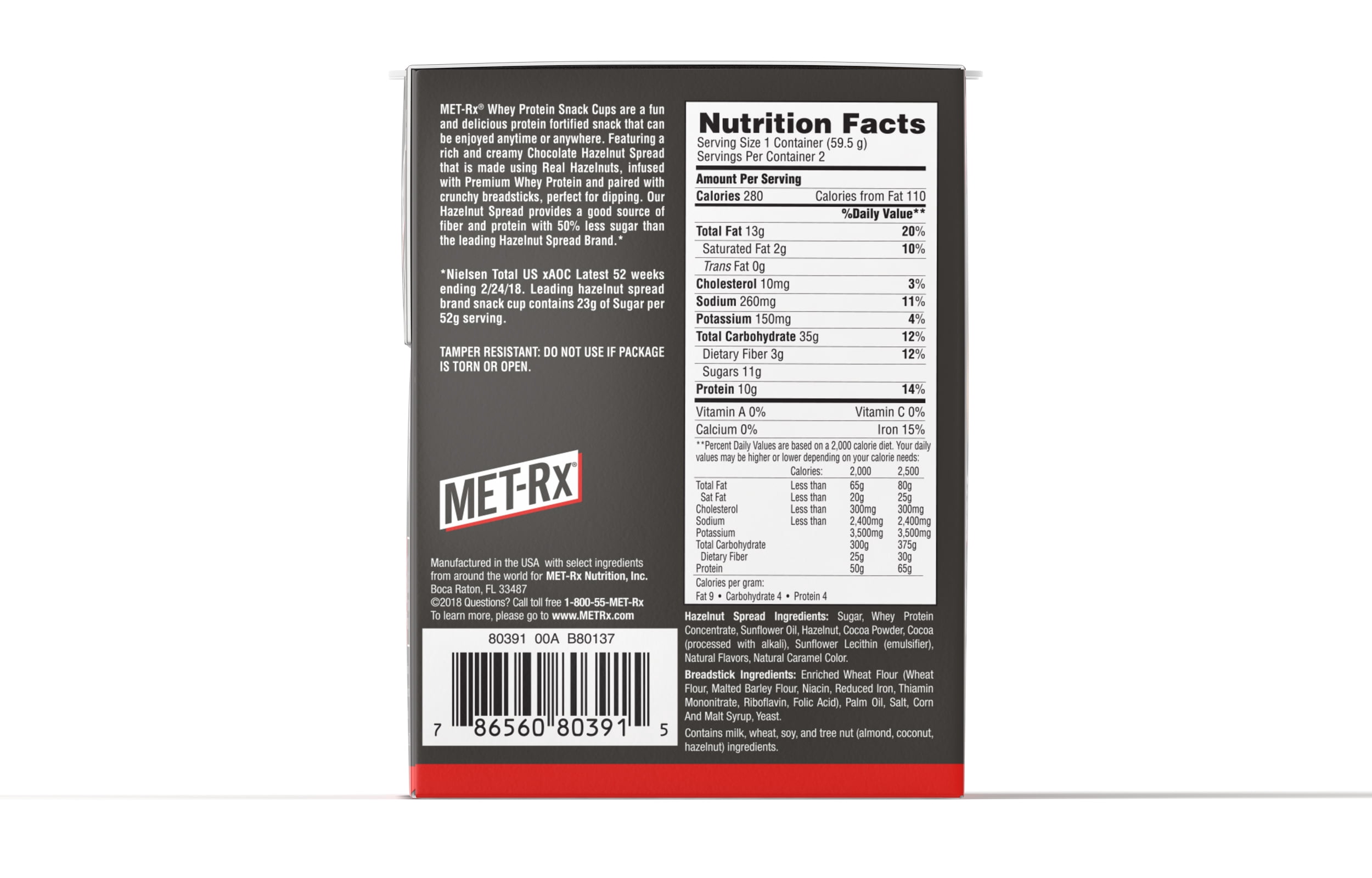 MET-Rx Whey Protein, Other, Chocolate Hazelnut,4 Oz, 2 Count
