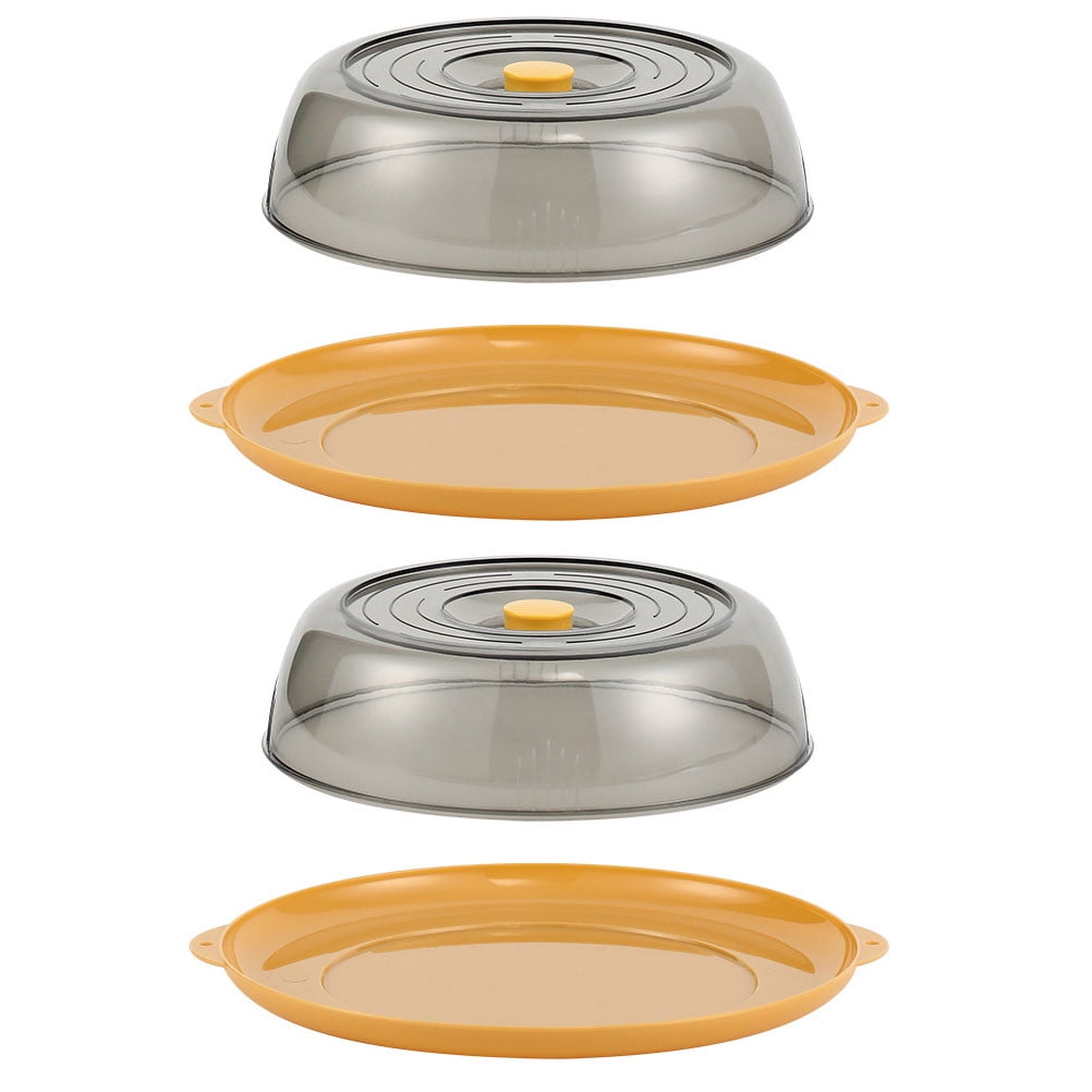 LOLIPPYY Set of 2 Yellow Plastic Food Covers for Kitchen Heat Preservation and Freshness Sealing