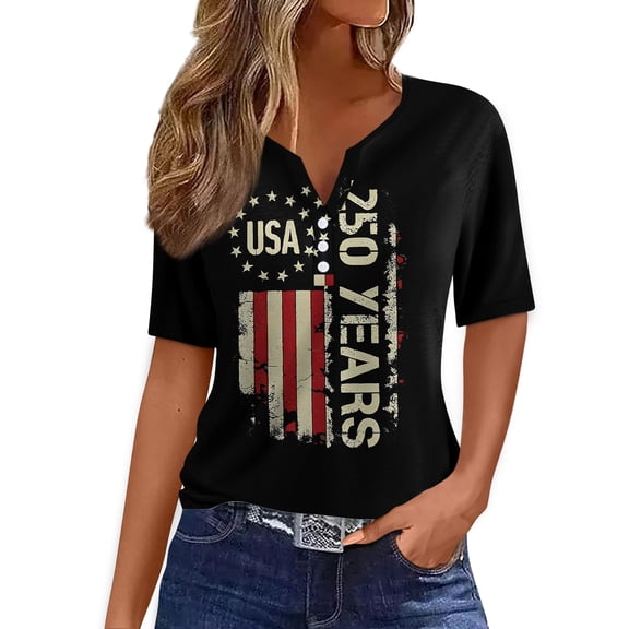 250th Anniversary Usa Shirt Women Casual Short Sleeve Tshirts Fashion 250 Year American Anniversary Shirt
