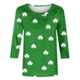 thumbnail image 5 of ClodeEU Women's St. Patrick's Day Print T-Shirt,Irish Shamrock T Shirt Clovers Long Sleeve Tops Green,Womens Plus M, 5 of 5