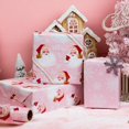 thumbnail image 4 of Pink Santa Wrapping Paper, Girl Christmas Wrapping Paper, Reversible Vintage Santa Claus, Snowflakes Theme Christmas Gift Wrap for Holiday Present Packaging (Mini Roll, 17 Inch X 33 Feet), 4 of 14