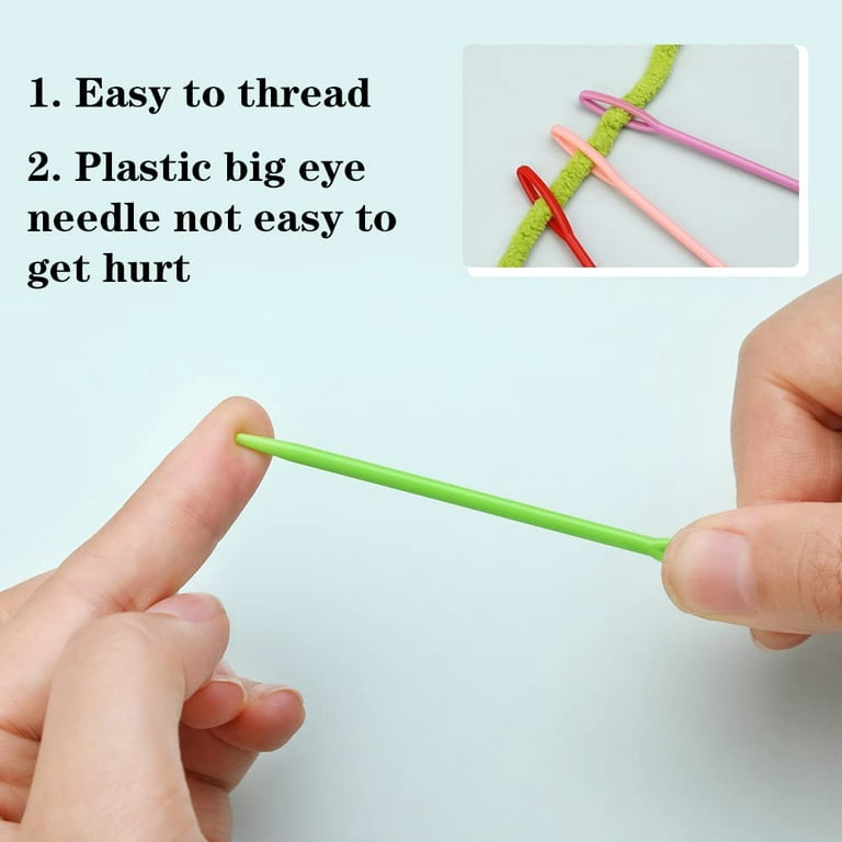50 Pcs Colorful Large Eye Plastic Sewing Needles, 2.75 inch Yarn Needles Plastic Weaving Needles Embroidery Needles Safety Lacing Needles Learning