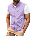 thumbnail image 3 of Awwp Men's Lightweight Vest Sleeveless Outdoor Work Jacket for Travel Hiking Running Multi-Pocket Utility Vest Light Violet Size: 5Xl, 3 of 10