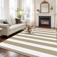 thumbnail image 3 of Beige Striped Large Area Rugs for Bedroom Living Room, Soft Non Slip Carpet Bedside Rug, Modern Farmhouse Beige White Stripes Rectangular Floor Cover Kitchen Accent Rug 6'x9' for Dining Room/Office, 3 of 9