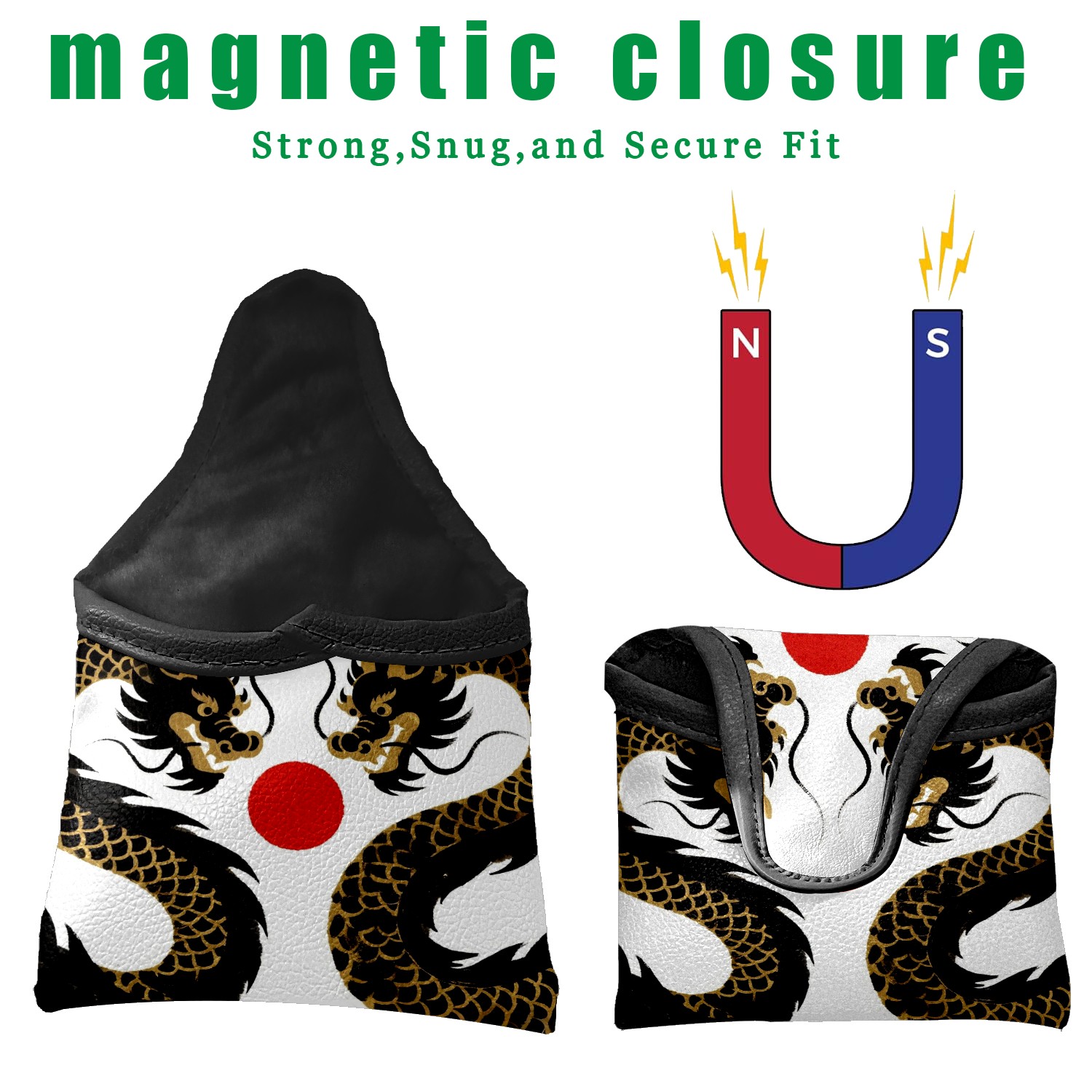 Golf Club Head Cover Waterproof Leather Golf Accessories HeadCovers Set Driver Headcover for Women Men Fiery Dragon