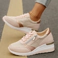 thumbnail image 4 of Wedges Shoes for Women,Wedge Sneaker,High Heel Sneakers,Walking Shoes Women,Women's Fashion Sneakers,Women's Sports Shoes Women's Breathable Lace-Up Sneakers Wedge Sports Shoes,Pink,7, 4 of 8