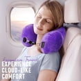 thumbnail image 3 of Naittoop Travel Pillow Stuff with Clothes As Carry-On Luggage Fits Travel Essentials Transformable Multifunctional Luggage Neck Pillowcase Soft U-shaped Portable Headrest Purple, 3 of 7