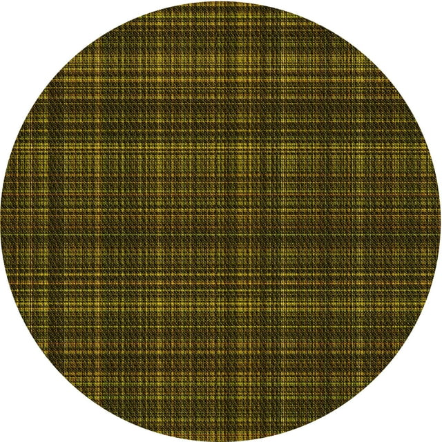 Ahgly Company Machine Washable Indoor Square Transitional Dark Yellow Green Area Rugs, 3' Square