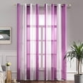 thumbnail image 1 of 2 Pcs de Rideaux en Tulle / Filé / Transparent / Perforé en Polyester de Haute Qualité, Couleur : Violet + Blanc, Taille : 132x214cm, 1 of 7