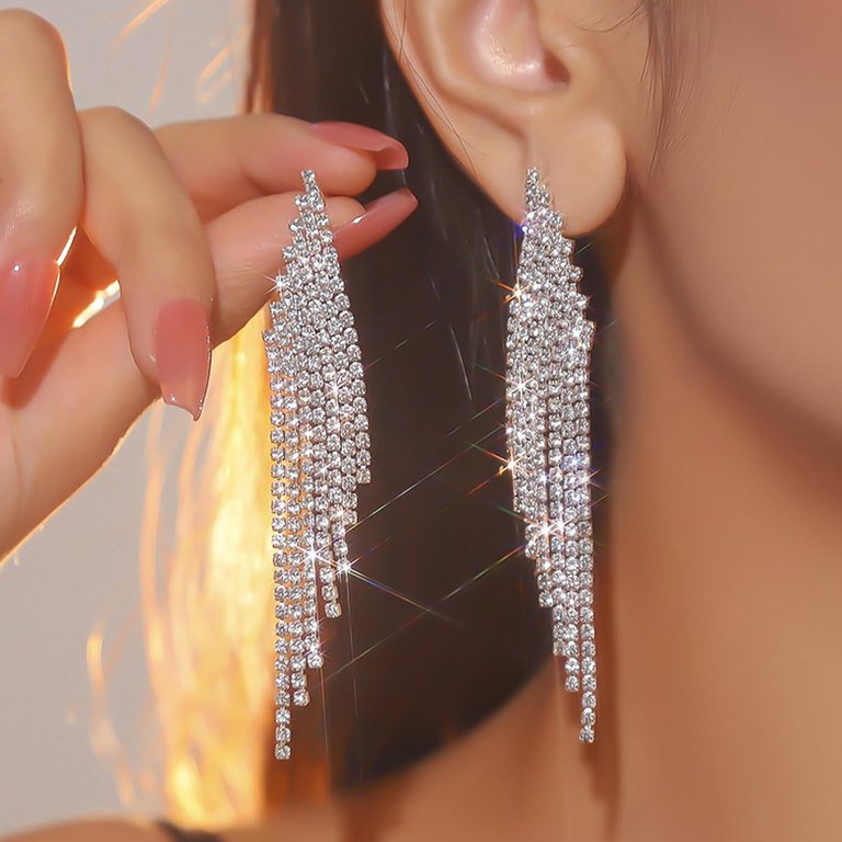 earrings for prom dresses Dazzling AB Crystal Wedding or Prom Chandelier Earrings
