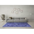 thumbnail image 3 of Ahgly Company Machine Washable Indoor Square Medallion Blue Traditional Area Rugs, 5' Square, 3 of 4